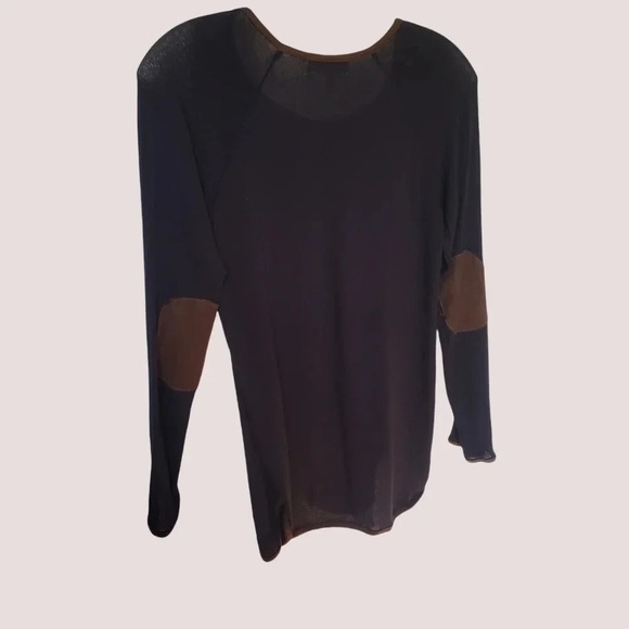 Monteau tunic tee with faux suede trim navy color size large - Picture 3 of 8